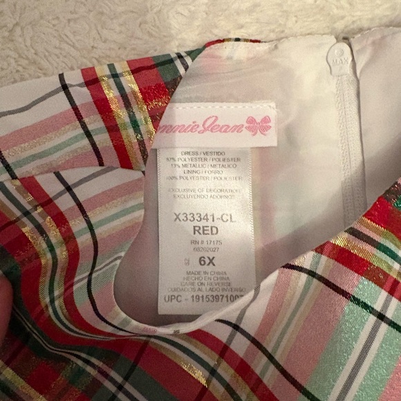 Bonnie Jean Festive Plaid Dress with Gold Accents - Picture 3 of 3